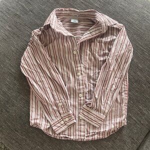 Striped button down boys size small red and white